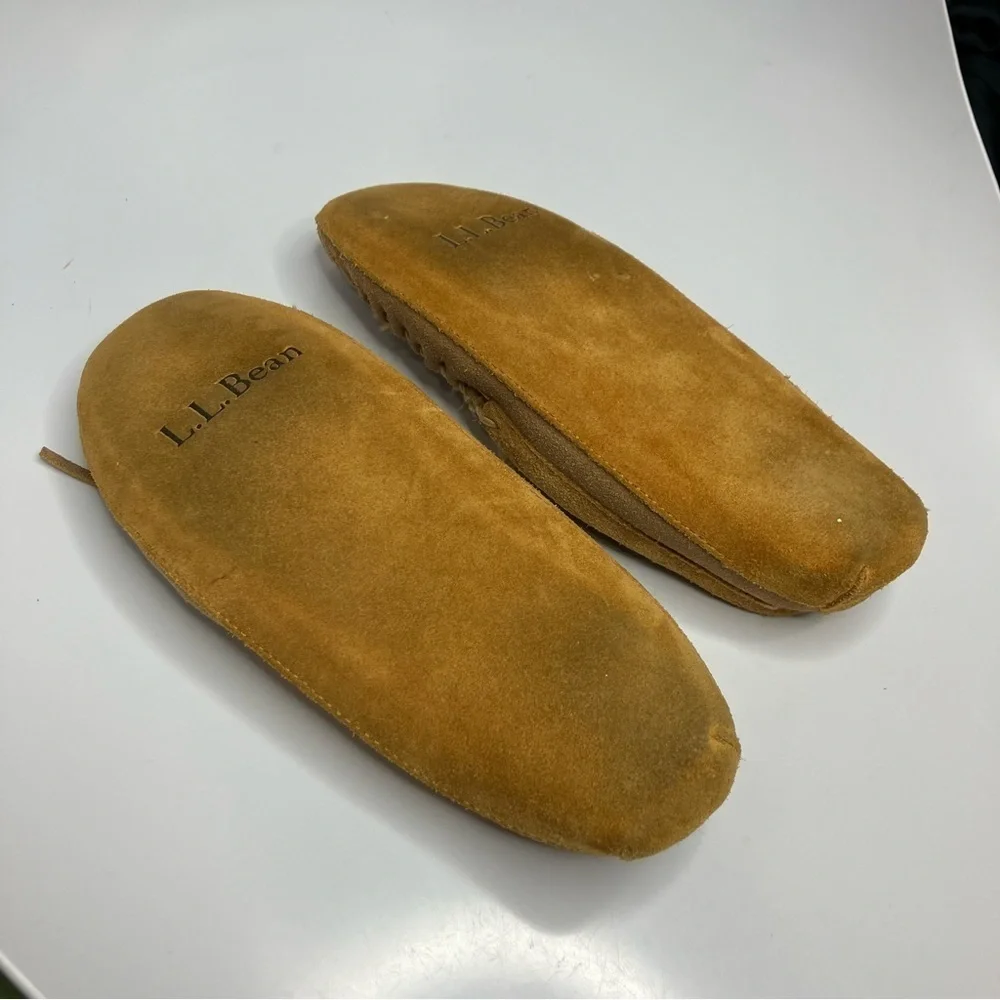 L.L. Bean‎ fur lined leather slippers size 4 youth